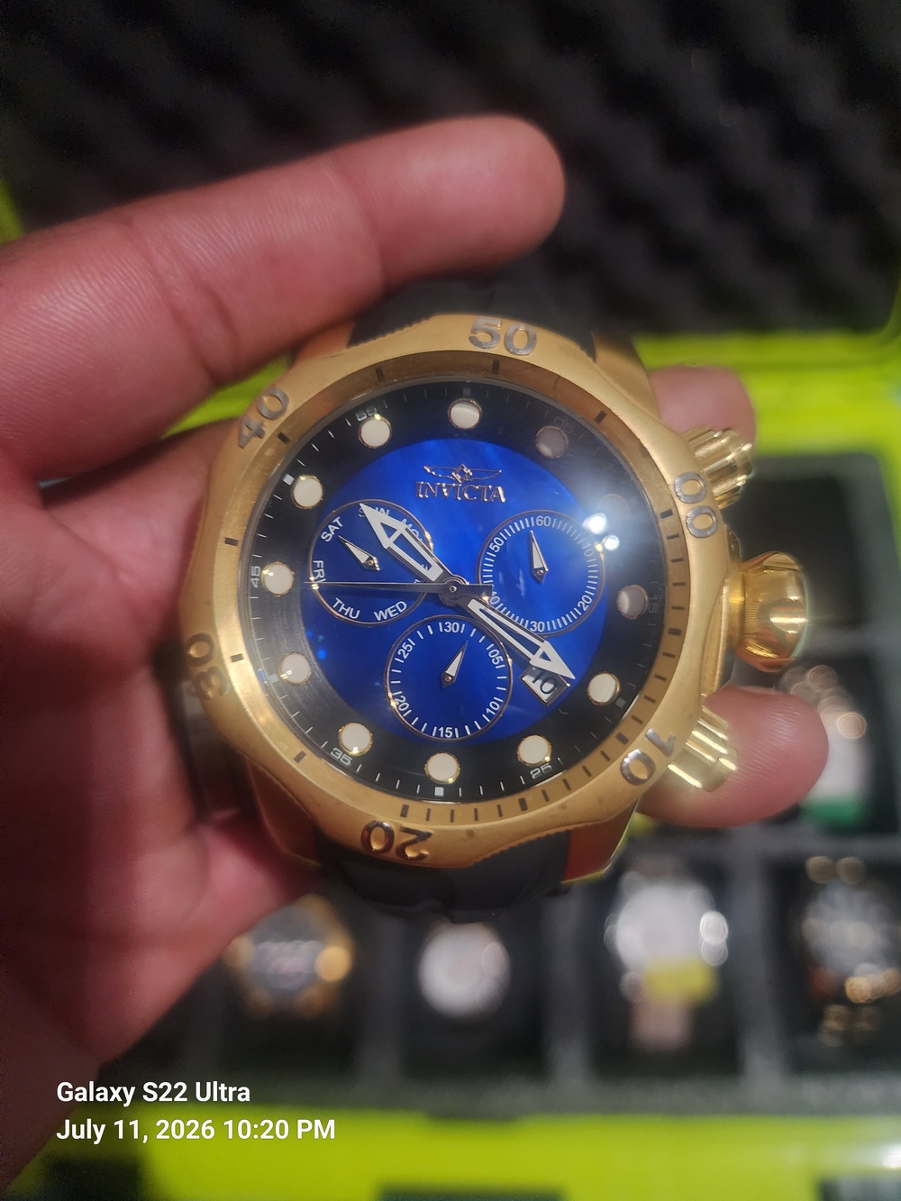 Invicta Venom Gold Tone Dive Watch with Blue Dial 52mm